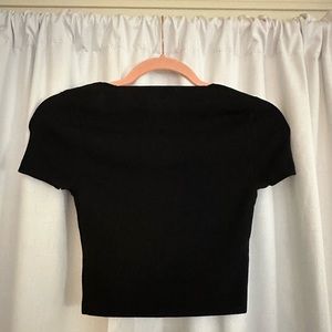 PAC SUN cropped square neck short sleeve top.